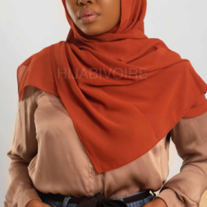 Hijab Crèpe carré rouille